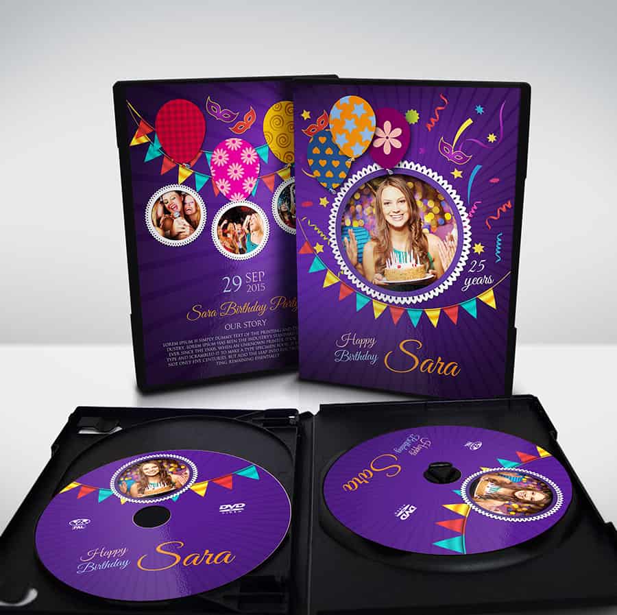 Birthday Party DVD Cover and DVD Label Template