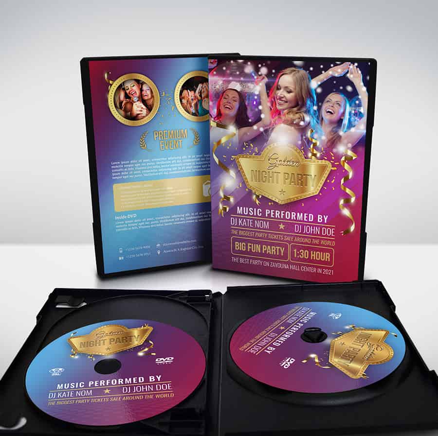 Golden Party DVD Cover and Label Template